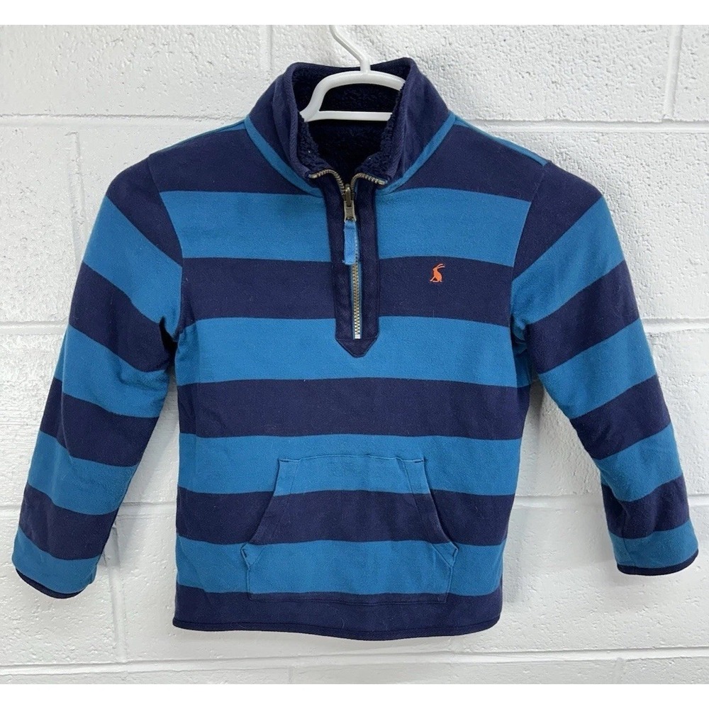 JOULES Sherpa Lined Fleece Striped Half Zip Pullover / Boys Size 9-10
